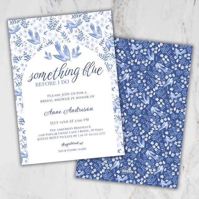 Something Blue Hampton Birds Floral Bridal Shower Einladung (Von Creator hochgeladen)