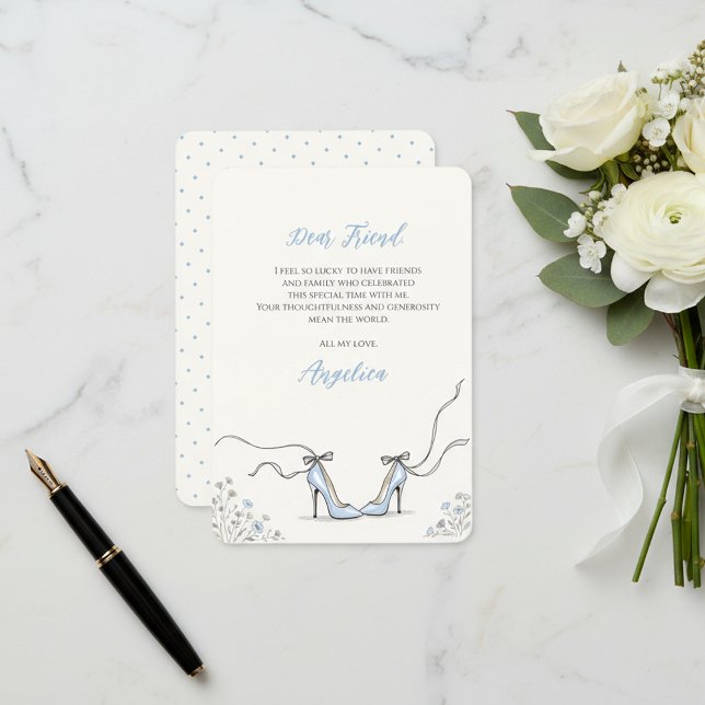 Something Blue Heels Brautbad-Party Dankeskarte (Something Blue Heels Bridal Shower Thank You Card
)