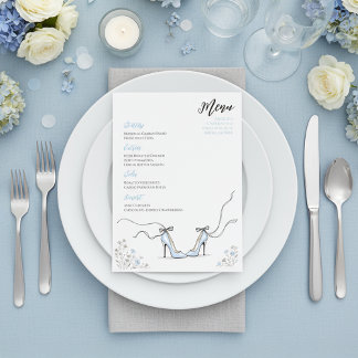 Something Blue Powder Blue Heels Bridal Shower Menükarte