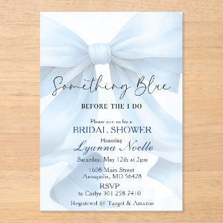 Something Blue vor meiner Bridal Shower Acryleinladungen
