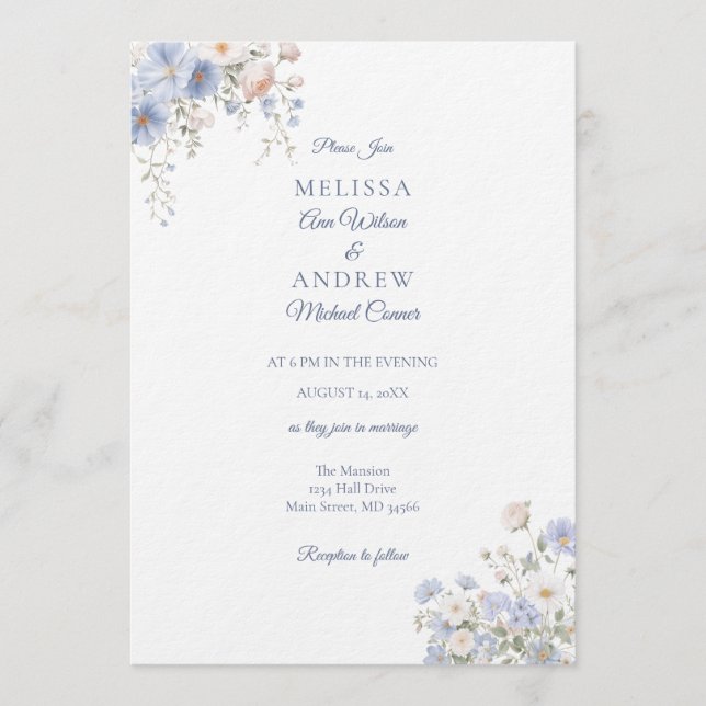 Something Blue Wedding Invitation Suite Einladung (Vorderseite)