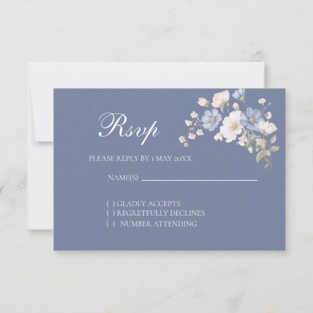 Something Blue Wedding RSVP card (Vorderseite)