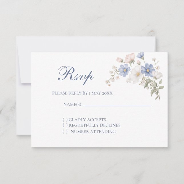 Something Blue Wedding RSVP card (Vorderseite)