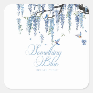 Something Blue Wildflower Bouquet Bridal Shower  Quadratischer Aufkleber
