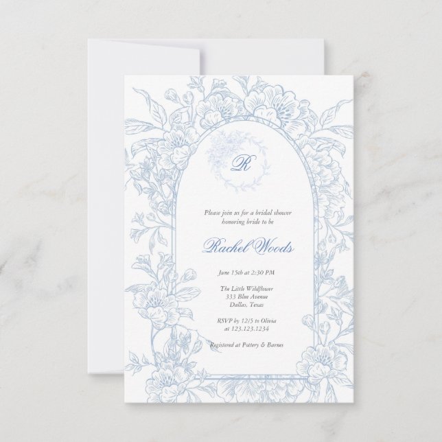 Something Blue Wildflower Bridal Shower Invitation Einladung (Vorderseite)