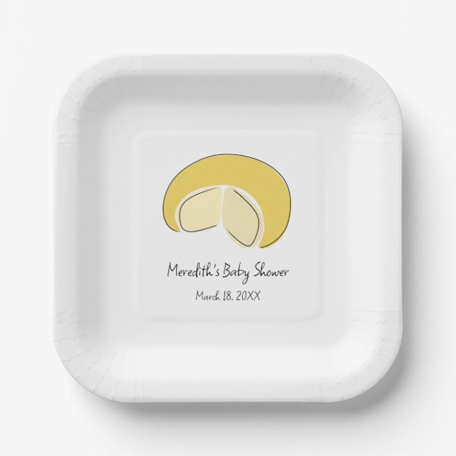 Something Gouda On Way Cheese Wheel Baby Shower Pappteller (Vorderseite)