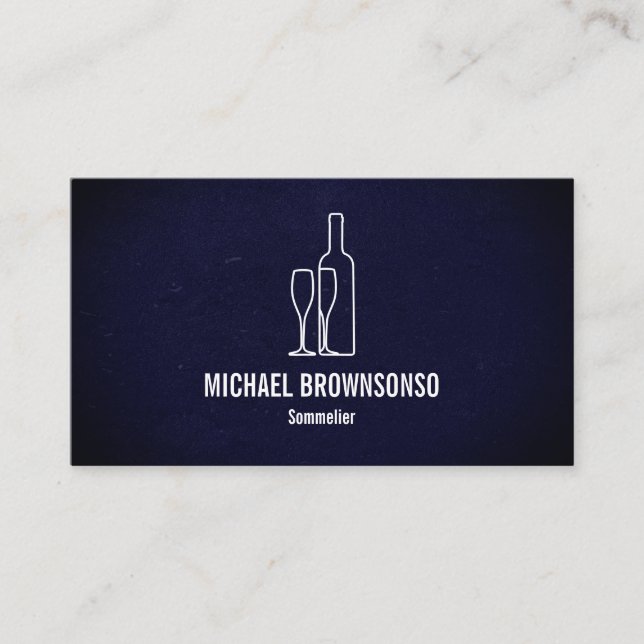 Sommelier Blue Wine Flasche Visitenkarte (Vorderseite)