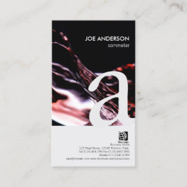 Sommelier Bold Monogram Wine Flow Business Card Visitenkarte