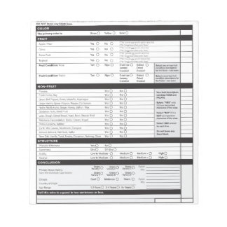 Sommelier Deductive Degustationsgitter Weißer Wein Notizblock