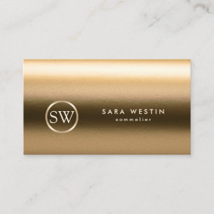 Sommelier Gold Monogram Texture Business Card Visitenkarte