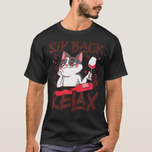 Sommelier Wein Trinken Verkostung Wortspiel Katze T-Shirt