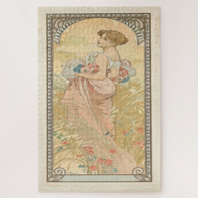 Sommer 1900: Ein Jugendstil von Mucha Puzzle (Vertikal)