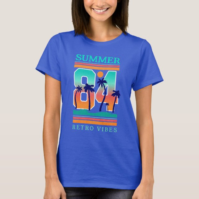 Sommer 1984 Retro Vibe Beach Thema T-Shirt (Vorderseite)