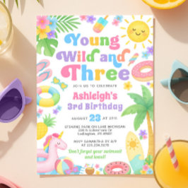 Sommer 3. Geburtstag Einladung Young Wild & Three