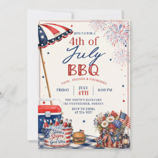 Sommer 4. Juli BBQ-Party-Einladung Einladung