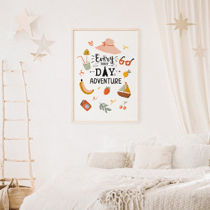 Sommer-Abenteuer-Zitat Buntes Kinderzimmer Poster