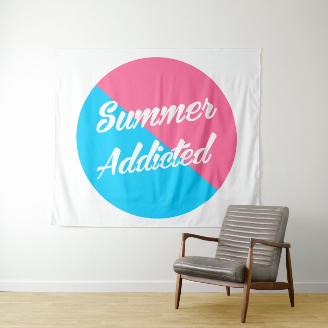 Sommer Addicted, rosa und blau Design Wandteppich (Beispiel (Horizontal))