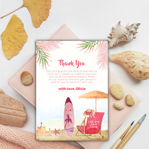 Sommer Aloha Surfboard Strand Mädchen Baby Shower Dankeskarte