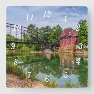 Sommer an der War Eagle Mill-Wanduhr Quadratische Wanduhr