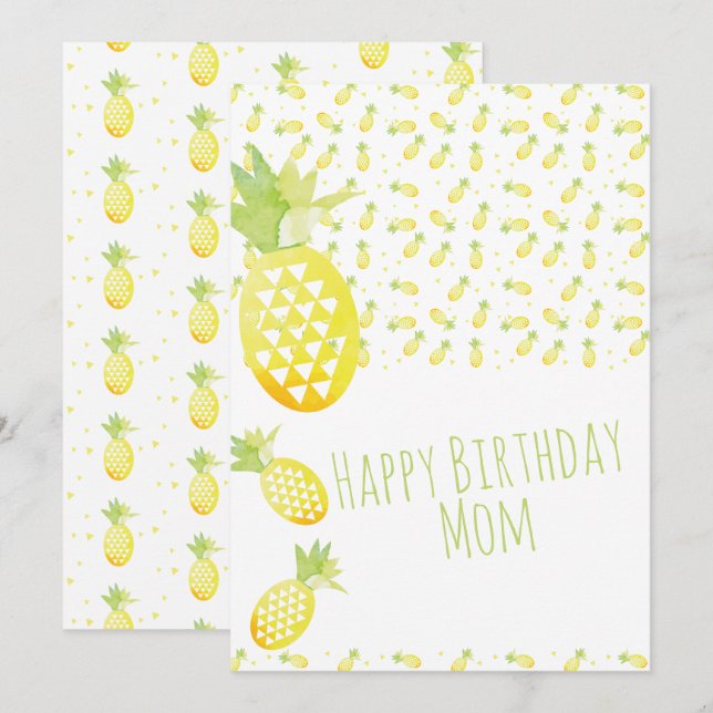 Sommer-Ananas-Aquarell-Mix-Pattern-Geburtstag (Vorne/Hinten)