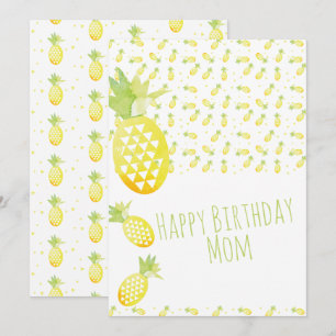 Sommer-Ananas-Aquarell-Mix-Pattern-Geburtstag