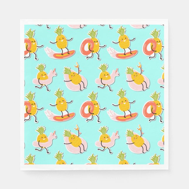 Sommer Ananas Fun Paper Napkin Serviette (Vorderseite)