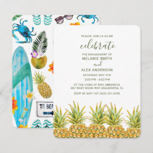 Sommer-Ananas-Outdoor-BBQ-Verlobungsfeier Einladung