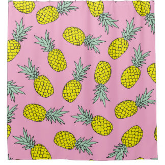 Sommer-Ananas: Vintage-Frucht-Wurf Duschvorhang