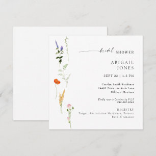 Sommer-Aquarell-Blumen-Hochzeitsdusche Weiß Einladung
