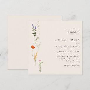 Sommer-Aquarell-Blumen-Quadrat-Hochzeit Einladung
