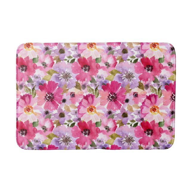 Sommer-Aquarell-Blumenmuster Badematte (Vorderseite)
