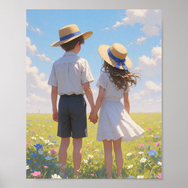 Sommer Ästhetik Wandkunst | Junge & Mädchen Poster (Vorne)
