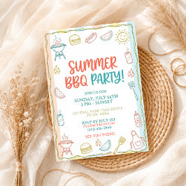 Sommer-BBQ-Gingham-Cookout-Hinterhof-Rustic-Party Einladung