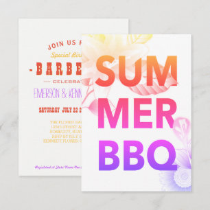 SOMMER-BBQ strahlend floral Einladung