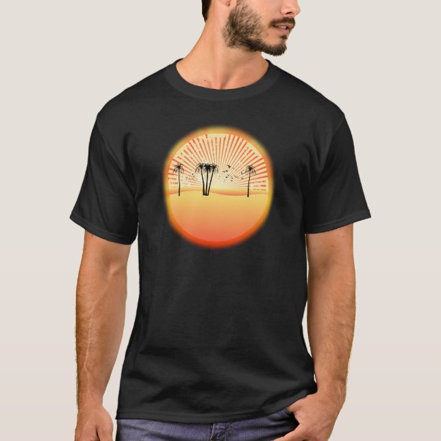 Sommer-Beach-Szene: Zeichnend Vektor T-Shirt (Vorderseite)
