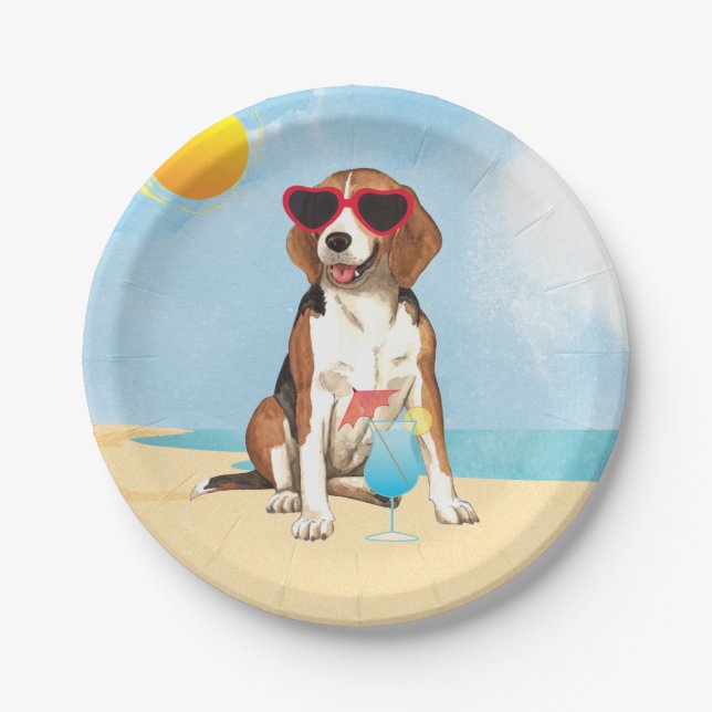 Sommer-Beagle Pappteller (Vorderseite)