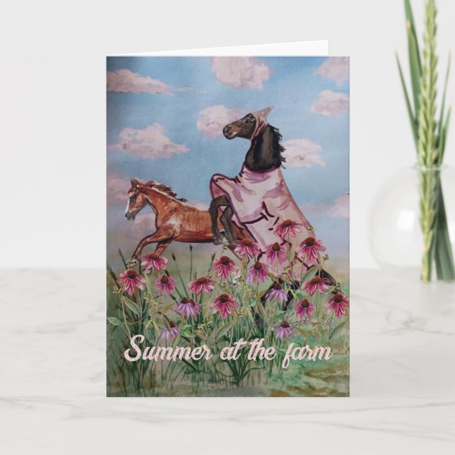 Sommer bei den Pferden auf dem Bauernhof Einladung (Vorderseite)