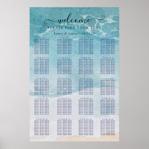 Sommer Blau Strand Sitzplan Poster