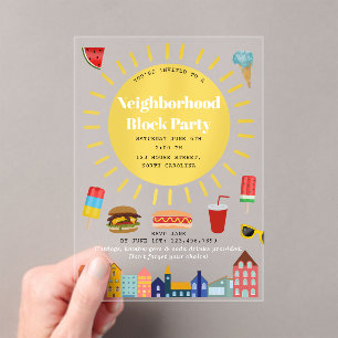 Sommer-Blockparty im Viertel Acryleinladungen