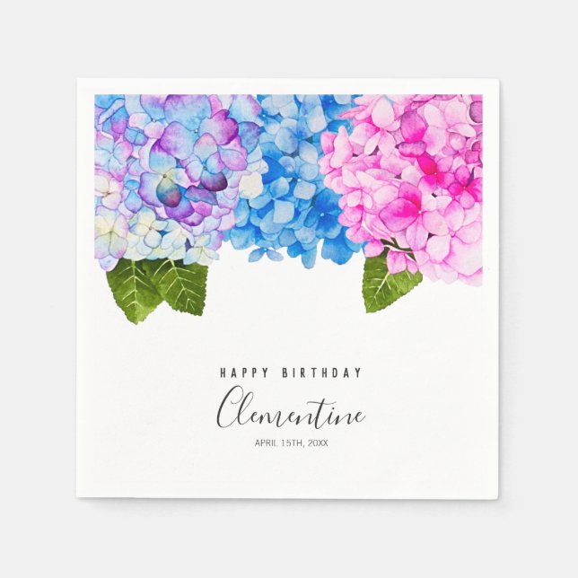 Sommer-Blume Aquarellbilder | Geburtstag Serviette (Vorderseite)