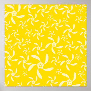 Sommer-Blumenmuster. Sonniges Gelb Poster