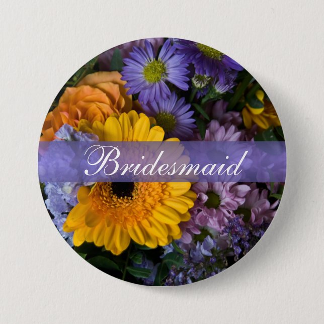 Sommer-Blumenstrauß • Hochzeits-Knopf Button (Vorderseite)