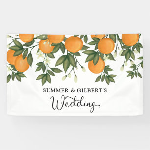 Sommer-Botanischer Orangenzitrus Hochzeitsempfang Banner