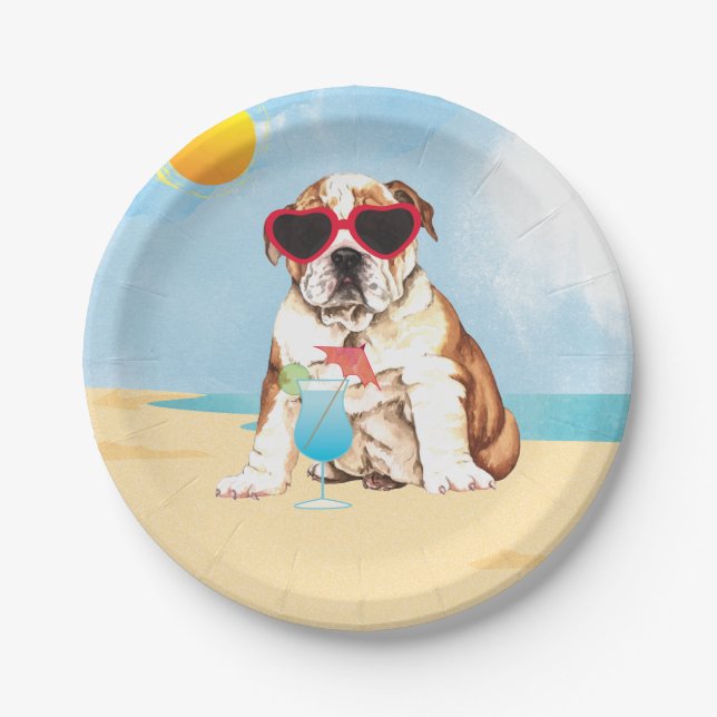 Sommer-Bulldogge Pappteller (Vorderseite)