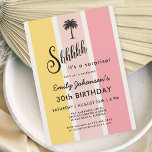 Sommer Cabana Stripes Küste 30. Geburtstag Einladung<br><div class="desc">Ein farbenfroher Cabana-Streifen in den Sommerfarben Gelb und Rosa macht diesen Pop zum 30. Geburtstag im Stil der Küstenregion. Es ist eine gute Wahl für Party am Strand, am Pool oder im Sommer. Eine Palmenskizze aus Single an der Spitze des Designs verleiht den Tropen eine Touch. Personalisieren Sie die Textvorlage...</div>