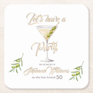 Sommer-Cocktail Frauen 50. Geburtstagsfeier Rechteckiger Pappuntersetzer