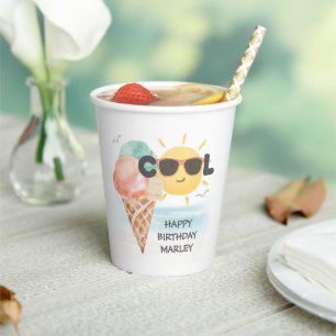 Sommer Cool   Tropical Beach Ice Cream Geburtstag Pappbecher