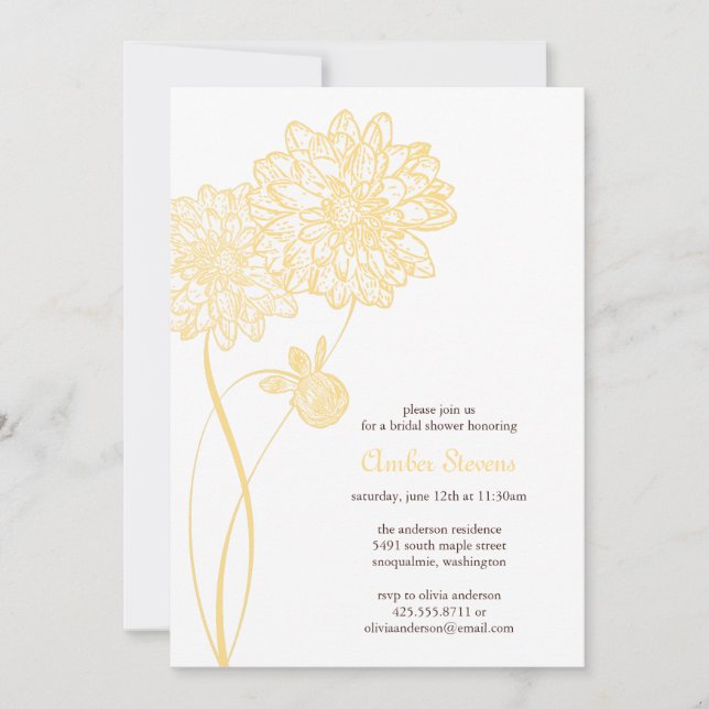 Sommer Dahlias Dusche/Party Einladung (Vorderseite)