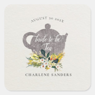 Sommer-Daisies Floral Florale Hochzeitstee Quadratischer Aufkleber