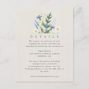 Sommer Daisy Blau Blumen Details Beilagekarte Begleitkarte